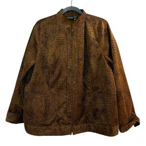 ADDITIONS BY CHICO'S Jacket Women's Large Sz 3 Brown/Gold Sparkly‎ Corduroy